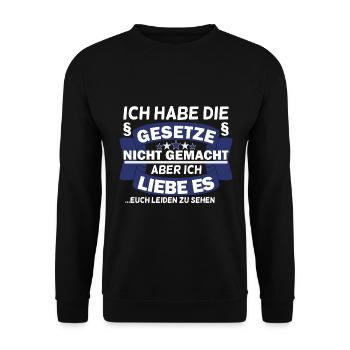 Ordnungsamt Dienst Arbeit Beamter Geschenk - Unisex Pullover - Schwarz - Vorne - Alina (178cm) & Michal (187cm)