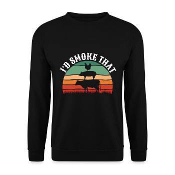 I'd Smoke That Grill BBQ Short Ribs Rack - Unisex Pullover - Schwarz - Vorne - Alina (178cm) & Michal (187cm)
