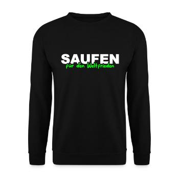 Saufen für den Weltfrieden - Unisex Pullover - Schwarz - Vorne - Alina (178cm) & Michal (187cm)