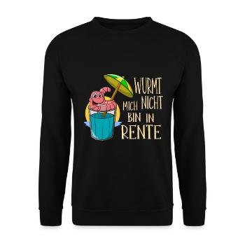 Rente Pension Ruhestand lustiger Wurm am Strand - Unisex Pullover - Schwarz - Vorne - Alina (178cm) & Michal (187cm)