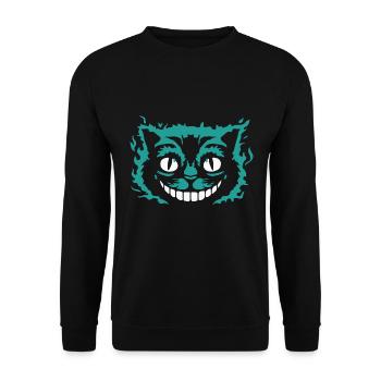 Funny Grinning Cat Cat Face Halloween - Unisex Sweatshirt - black - Front - Alina (178cm) & Michal (187cm)