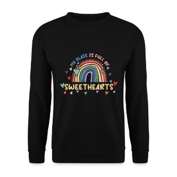 Sweet My Class Is Full Of Sweethearts Teacher - Unisex Sweatshirt - black - Front - Alina (178cm) & Michal (187cm)