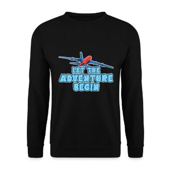 Que l’aventure commence - voyager en avion - Sweat-shirt Unisexe - noir - Devant - Alina (178cm) & Michal (187cm)