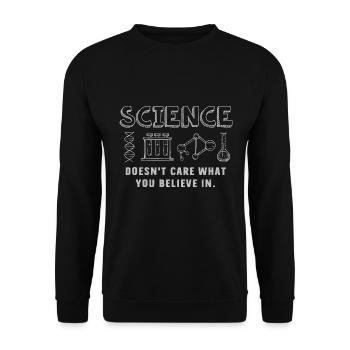 Wissenschaft - Es Ist Egal, Woran Du Glaubst - Unisex Pullover - Schwarz - Vorne - Alina (178cm) & Michal (187cm)