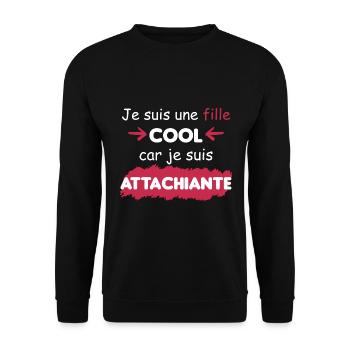 cadeau drôle fille cool attachiante - Sweat-shirt Unisexe - noir - Devant - Alina (178cm) & Michal (187cm)