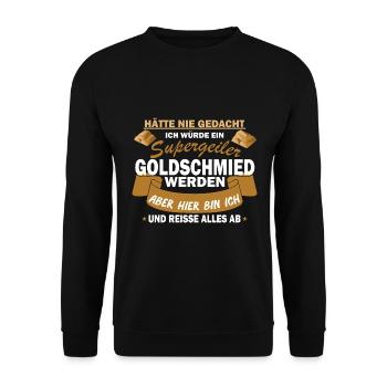 Goldschmied Schmiedekunst Handwerker Geschenk - Unisex Pullover - Schwarz - Vorne - Alina (178cm) & Michal (187cm)