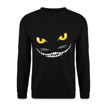 Funny Grinning Cat Cat Face Halloween - Unisex Sweatshirt - black - Front - Alina (178cm) & Michal (187cm)