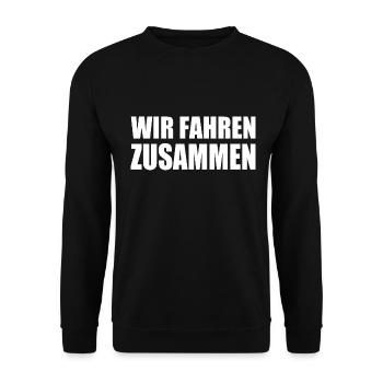 wir fahren zusammen - Unisex Pullover - Schwarz - Vorne - Alina (178cm) & Michal (187cm)