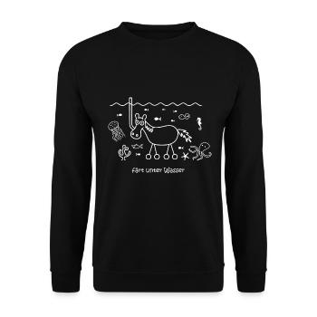feeds underwater, horse in the deep sea, snorkeling - Unisex Sweatshirt - black - Front - Alina (178cm) & Michal (187cm)