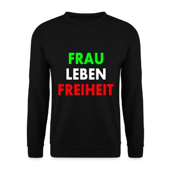 Frau leben freiheit - Unisex Pullover - Schwarz - Vorne - Alina (178cm) & Michal (187cm)