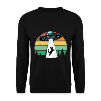 Chat OVNI Espace Vaisseau Spatial Rétro Faisceau Drôle - Sweat-shirt Unisexe - noir - Devant - Alina (178cm) & Michal (187cm)