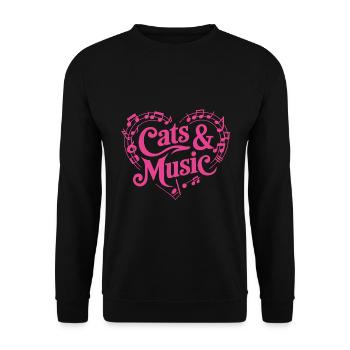 Katzen und Musik Musiknoten und Notenlinien - Unisex Pullover - Schwarz - Vorne - Alina (178cm) & Michal (187cm)