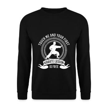 Touche-moi et ta première leçon de karaté est gratuite - Sweat-shirt Unisexe - noir - Devant - Alina (178cm) & Michal (187cm)