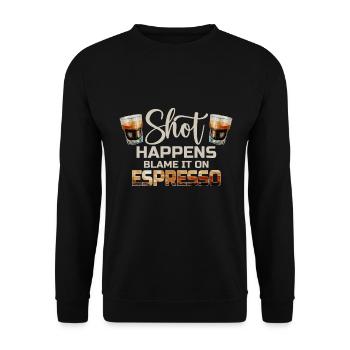 Shot Happens - Espresso Coffee Lovers - Unisex Sweatshirt - black - Front - Alina (178cm) & Michal (187cm)