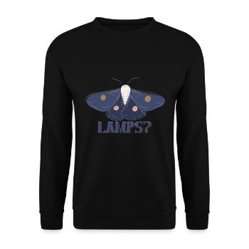 Funny Owl Figurine with Big Eyes and Lamps Text - Unisex Sweatshirt - black - Front - Alina (178cm) & Michal (187cm)