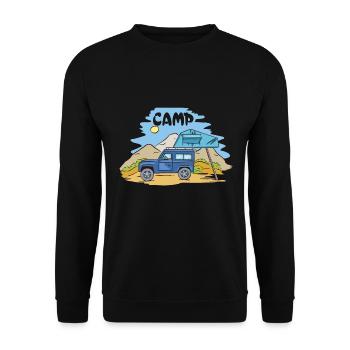 Camping Wohnmobil Vintage im Wohnwagen Caravan - Unisex Pullover - Schwarz - Vorne - Alina (178cm) & Michal (187cm)
