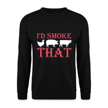I'd Smoke That Grill BBQ Short Ribs Rack - Unisex Pullover - Schwarz - Vorne - Alina (178cm) & Michal (187cm)