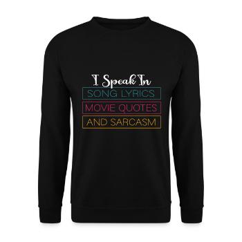 Je parle en paroles de chansons, citations de films et - Sweat-shirt Unisexe - noir - Devant - Alina (178cm) & Michal (187cm)
