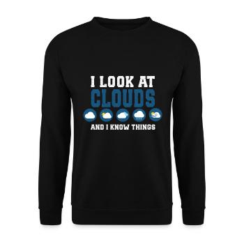 I look at the clouds and I know things - - Unisex Sweatshirt - black - Front - Alina (178cm) & Michal (187cm)