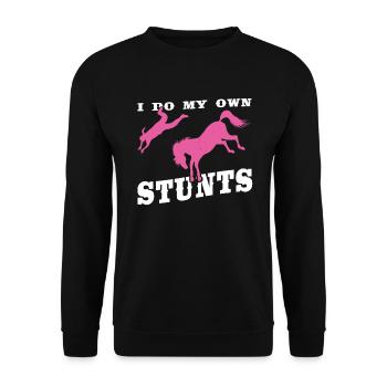 I do my own stunts riding - Unisex Sweatshirt - black - Front - Alina (178cm) & Michal (187cm)