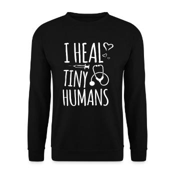 I heal tiny humans Pediatrician - Unisex Sweatshirt - black - Front - Alina (178cm) & Michal (187cm)