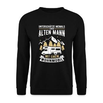 Unterschätze niemals einen Mann mit Wohnmobil - Unisex Pullover - Schwarz - Vorne - Alina (178cm) & Michal (187cm)