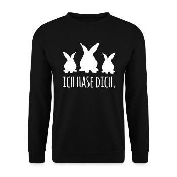 Ich Hase dich Hasen Spruch - Unisex Pullover - Schwarz - Vorne - Alina (178cm) & Michal (187cm)