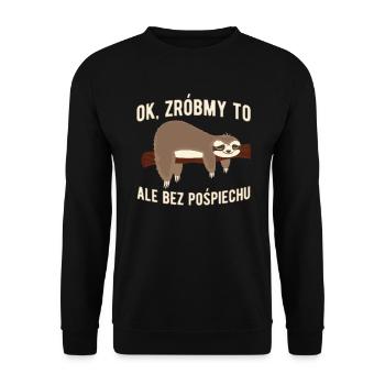 Sloth sleeps on branch in polish - Unisex Sweatshirt - black - Front - Alina (178cm) & Michal (187cm)