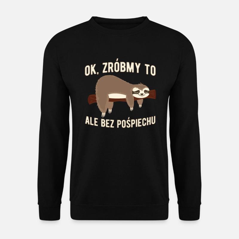 Sloth sleeps on branch in polish - Unisex Sweatshirt - black