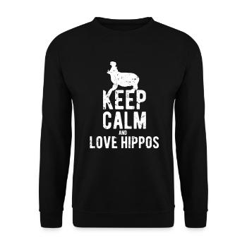 Keep calm and love Hippos - Unisex Sweatshirt - black - Front - Alina (178cm) & Michal (187cm)
