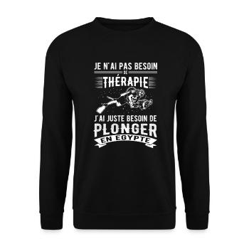 Ich brauche keine Therapie ich muss nur tauchen - Unisex Pullover - Schwarz - Vorne - Alina (178cm) & Michal (187cm)
