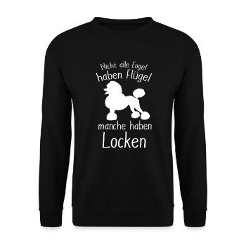 Pudel Spruch Nicht alle Engel - Unisex Pullover - Schwarz - Vorne - Alina (178cm) & Michal (187cm)