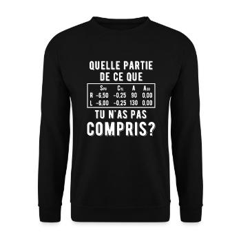 Kurzsichtigkeit Spruch Myopie französisch - Unisex Pullover - Schwarz - Vorne - Alina (178cm) & Michal (187cm)