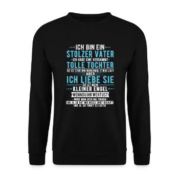 Ich bin ein stolzer Vater einer tollen Tochter - Unisex Pullover - Schwarz - Vorne - Alina (178cm) & Michal (187cm)