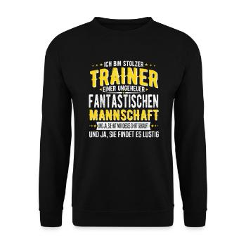 Ich bin stolzer Trainer einer Fussballmannschaft - Unisex Pullover - Schwarz - Vorne - Alina (178cm) & Michal (187cm)