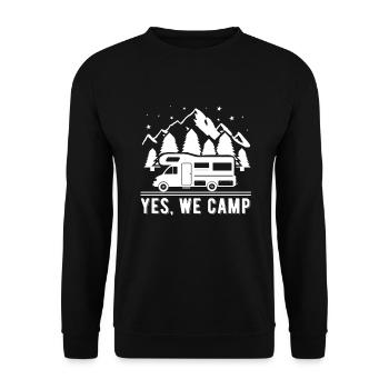 Yes we camp Campen Spruch - Unisex Pullover - Schwarz - Vorne - Alina (178cm) & Michal (187cm)