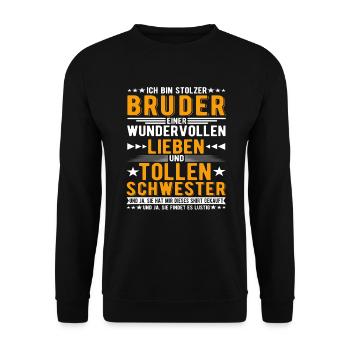 Ich bin stolzer Bruder - Unisex Pullover - Schwarz - Vorne - Alina (178cm) & Michal (187cm)