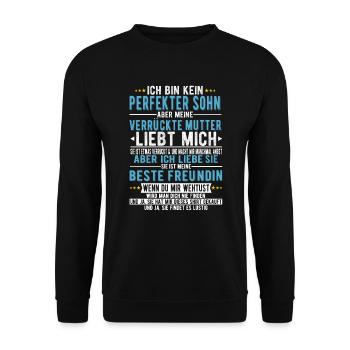 Ich bin kein perfekter Sohn - Unisex Pullover - Schwarz - Vorne - Alina (178cm) & Michal (187cm)
