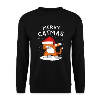 Merry Catmas Dabbing Cat - Unisex Sweatshirt - black - Front - Alina (178cm) & Michal (187cm)