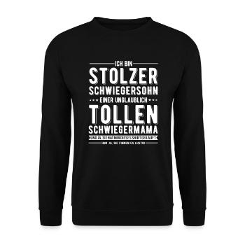 Stolzer Schwiegersohn - Unisex Pullover - Schwarz - Vorne - Alina (178cm) & Michal (187cm)