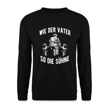 Feuerwehrmann Spruch Wie der Vater, so die Söhne - Unisex Pullover - Schwarz - Vorne - Alina (178cm) & Michal (187cm)