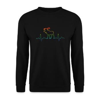 Moose heartbeat heartbeat - Unisex Sweatshirt - black - Front - Alina (178cm) & Michal (187cm)