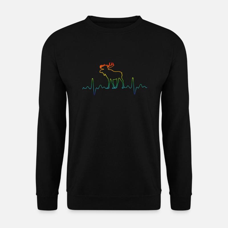 Elch Herzschlag Heartbeat - Unisex Pullover - Schwarz