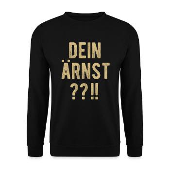 Dein Ärnst? Not Your Ernst - Unisex Pullover - Schwarz - Vorne - Alina (178cm) & Michal (187cm)