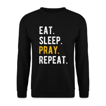 Eat Sleep Pray Repeat Christianity - Unisex Sweatshirt - black - Front - Alina (178cm) & Michal (187cm)