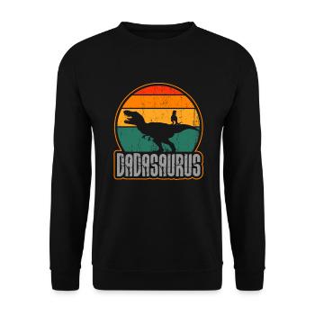Dadasaurus Vater Geschenk für Männer - Unisex Pullover - Schwarz - Vorne - Alina (178cm) & Michal (187cm)