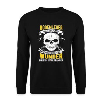Bodenleger Unmögliches Wird Sofort Erledigt - Unisex Pullover - Schwarz - Vorne - Alina (178cm) & Michal (187cm)