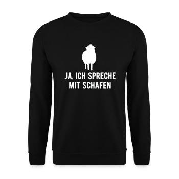 Ja, Ich Spreche Mit Schafen | Lustiges Schafhirte - Unisex Pullover - Schwarz - Vorne - Alina (178cm) & Michal (187cm)