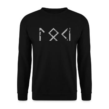 Loki Norse god of the Viking Nordmann runes - Unisex Sweatshirt - black - Front - Alina (178cm) & Michal (187cm)