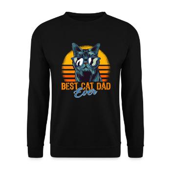 Funny Retro Cat Best Cat Dad Ever - Unisex Sweatshirt - black - Front - Alina (178cm) & Michal (187cm)